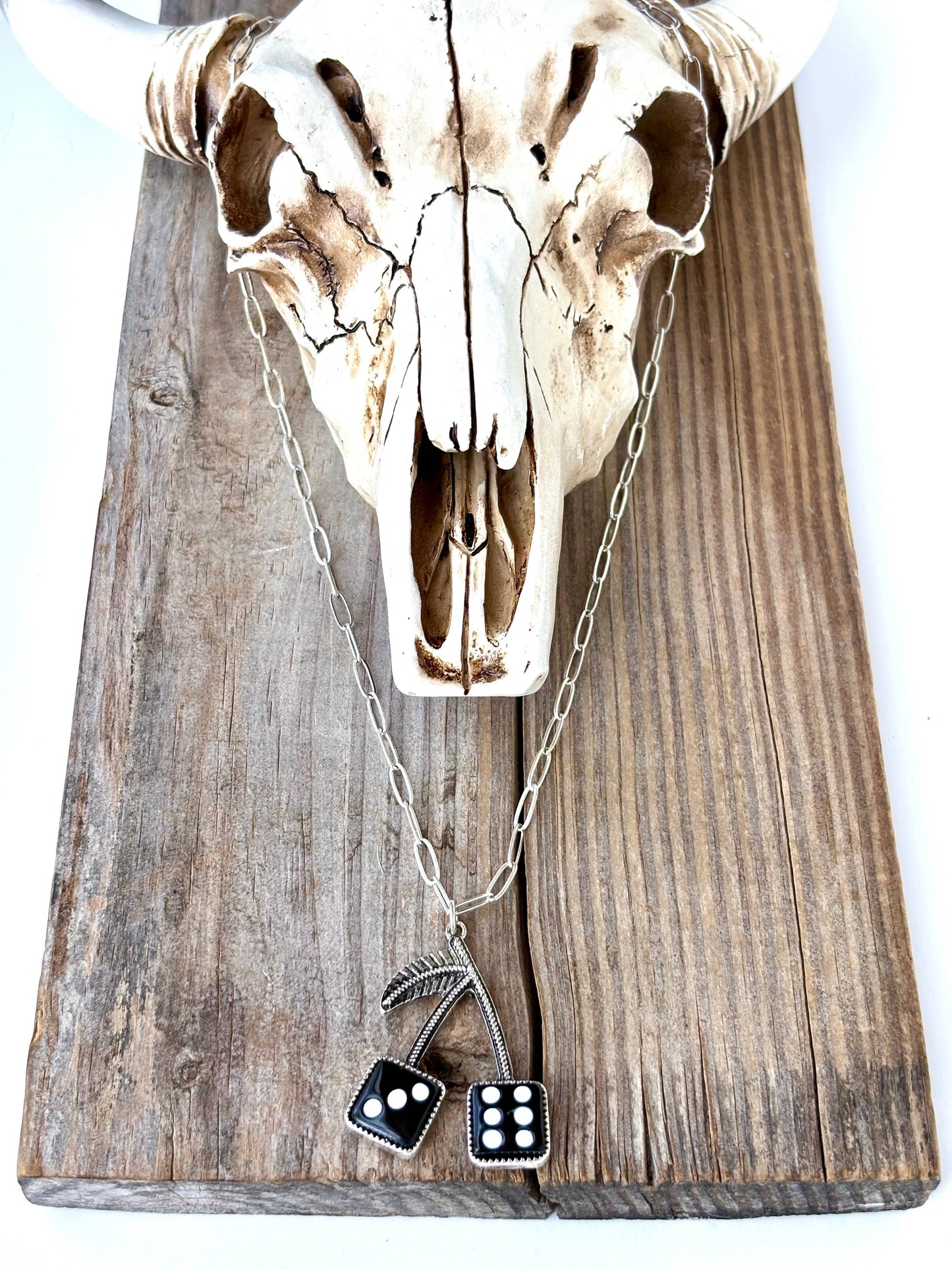 Western Style Cherry Dice Pendant Necklace