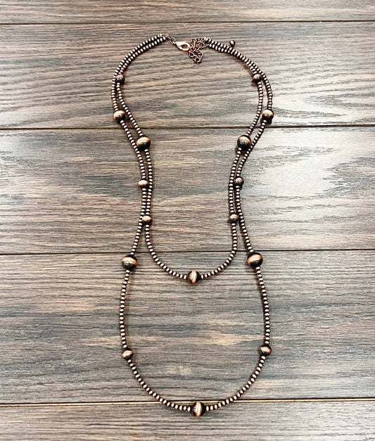 739497, Handmade 34" Copper Navajo Bead Necklace