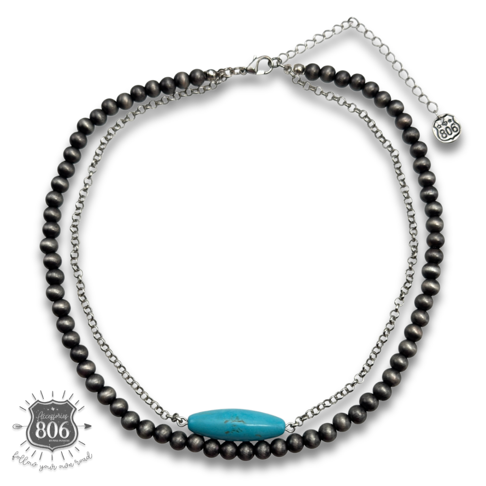 Western turquoise tube bead necklace