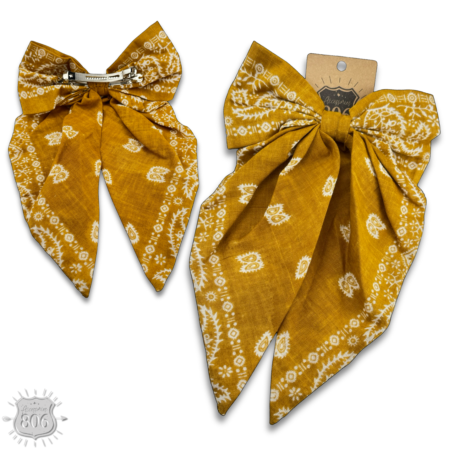 Western bandana print hair bow