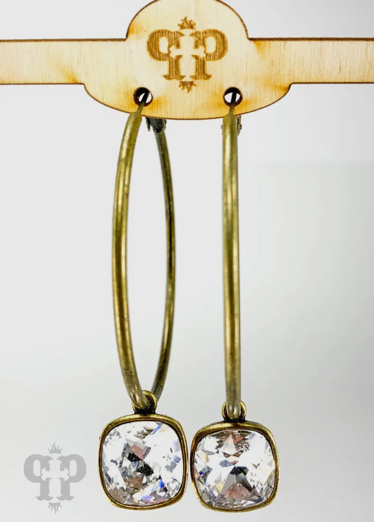 Austrian Square Crystal Hoop
Earring, 12mm