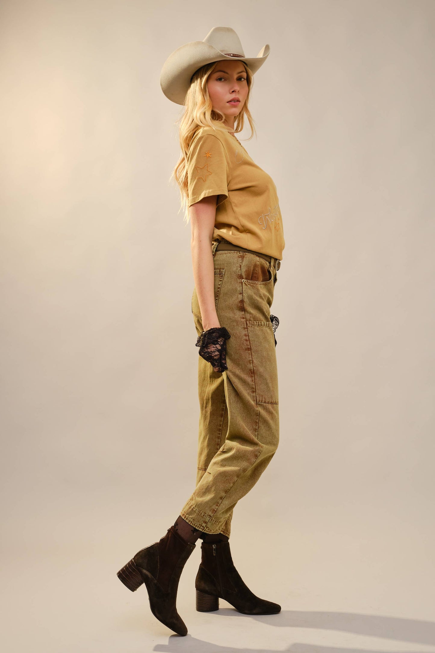 Western Embroidery Mineral Washed T-Shirt