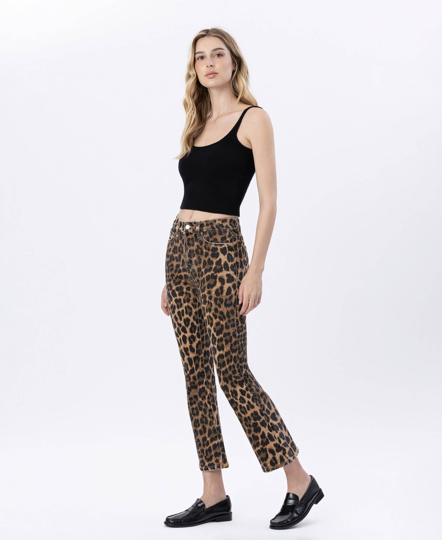 LOVERVET LEOPARD HIGH RISE LEOPARD PRINT KICK FLARE
JEANS