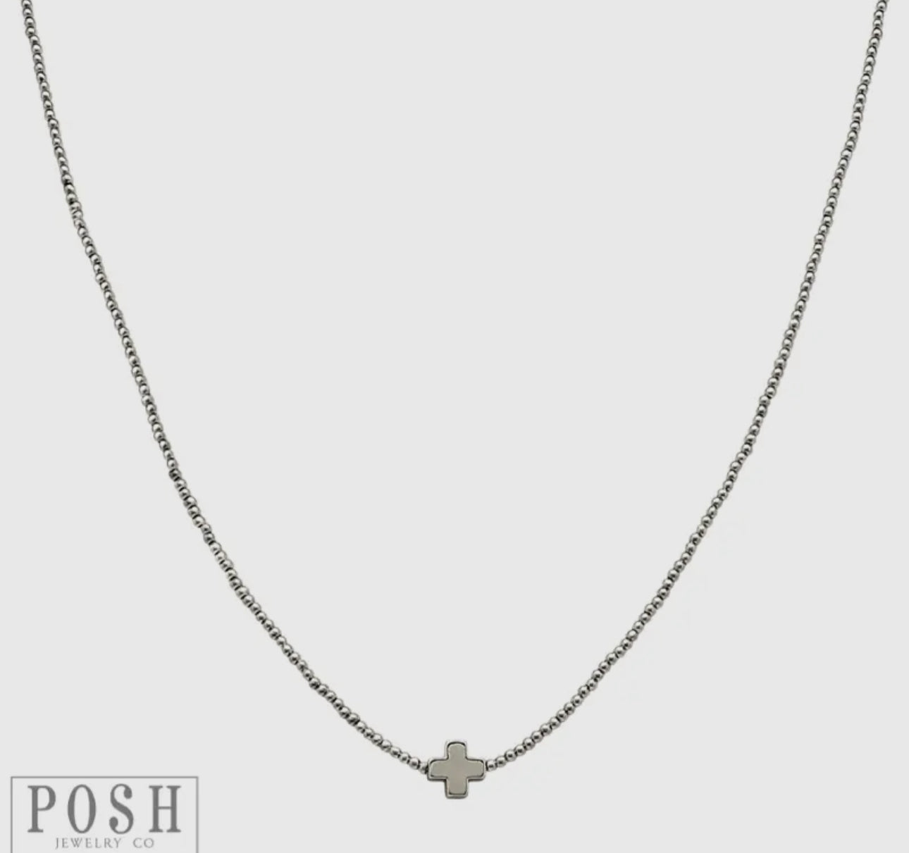 Bead Chain Cross Layering Necklace