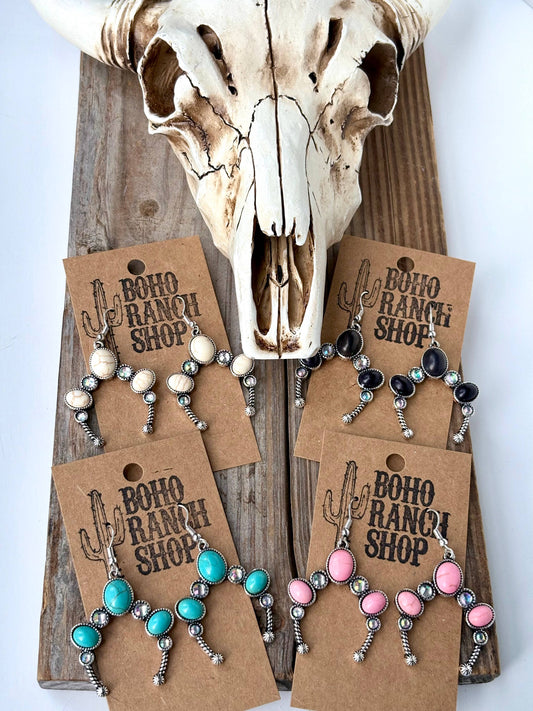 Western Squash Blossom with Stone Drop Earrings