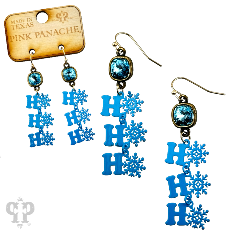 HoHoHo and snowflake word earring, Austrian crystal