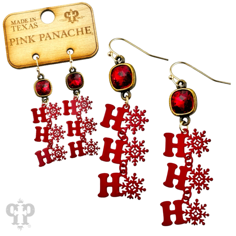HoHoHo and snowflake word earring, Austrian crystal