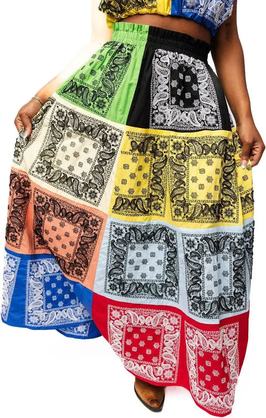 Queen Of Sparkles Cotton Bandana Midi Skirt