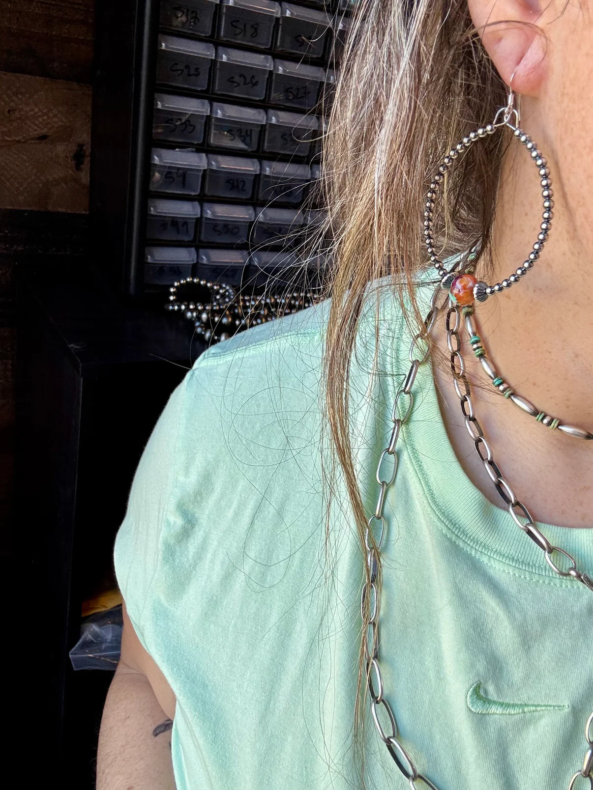 Smaller Sterling Silver Pearls
Hoops with Mohave