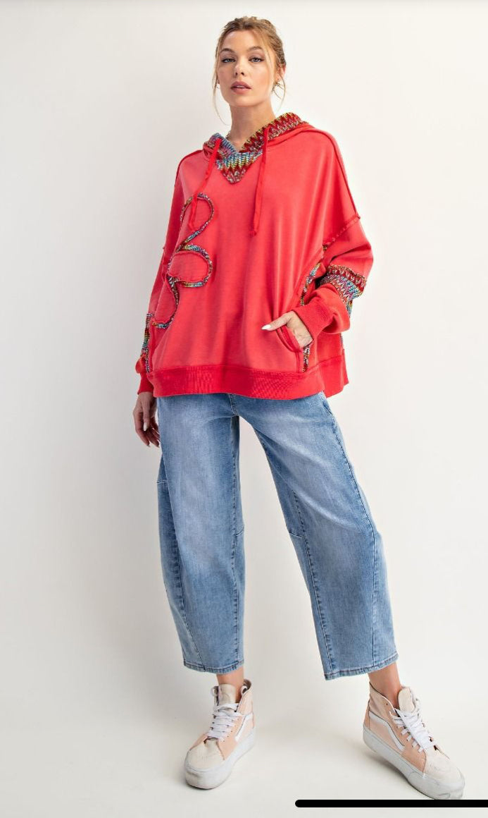 DAISY PATCH WASHED TERRY
HOODIE PULLOVER