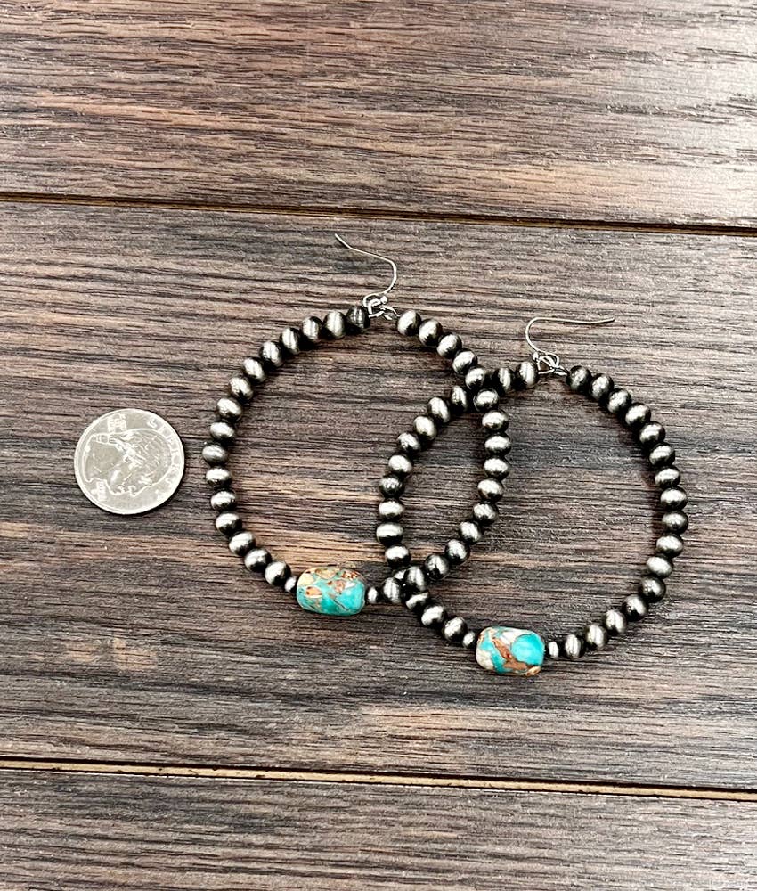 65mm Hoop, Navajo Gemstone Earrings