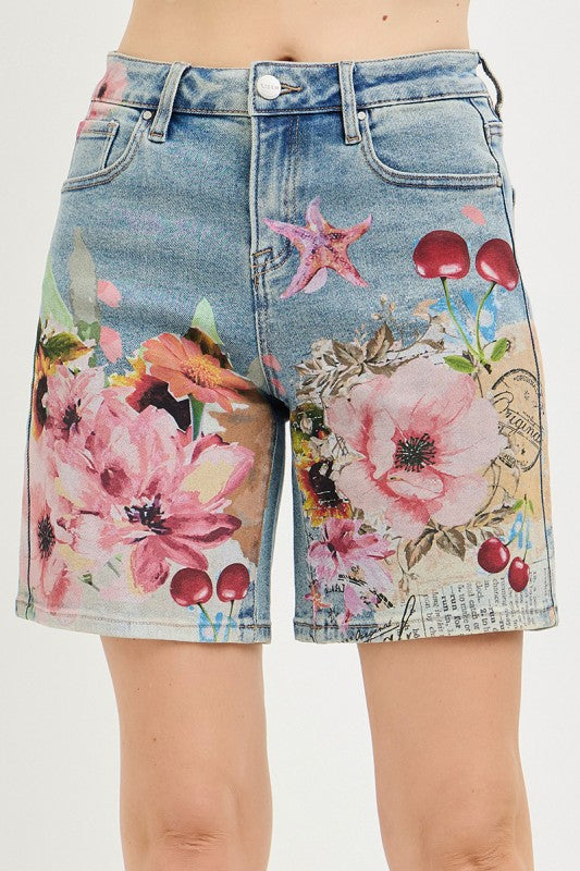 Slouchy Floral Print Jorts
