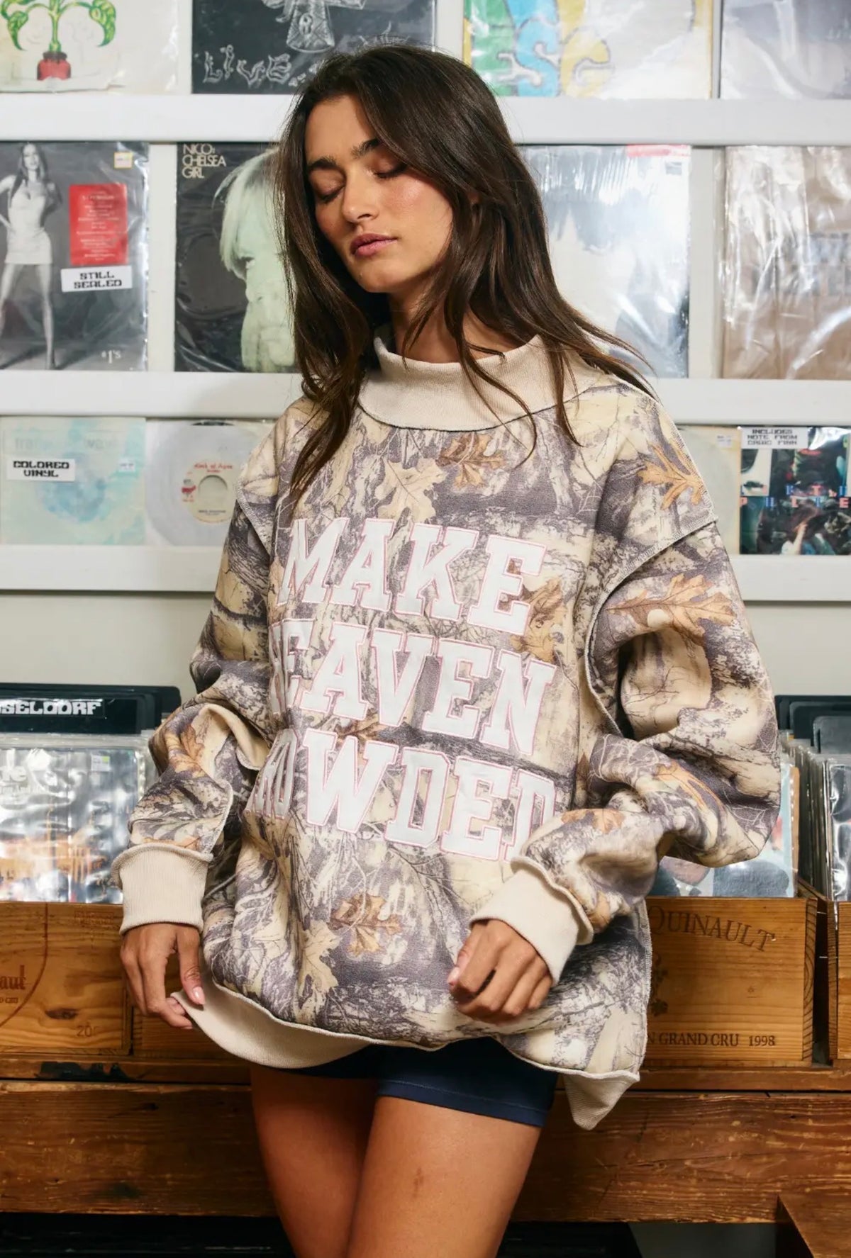 HEAVEN | Camo Appliqué
Embroidery Sweatshirt