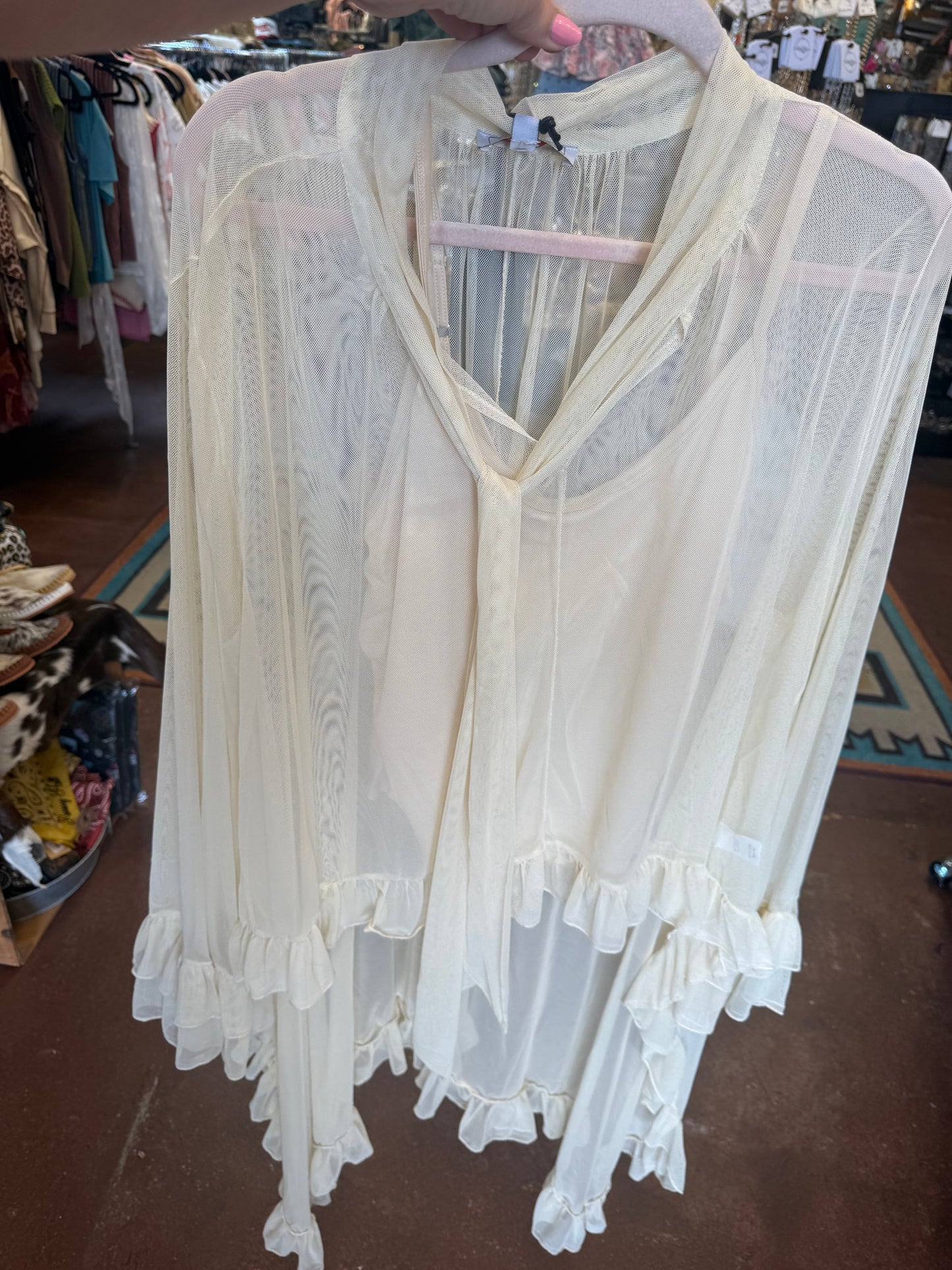 The W.A.Y Mesh Ruffle Blouse