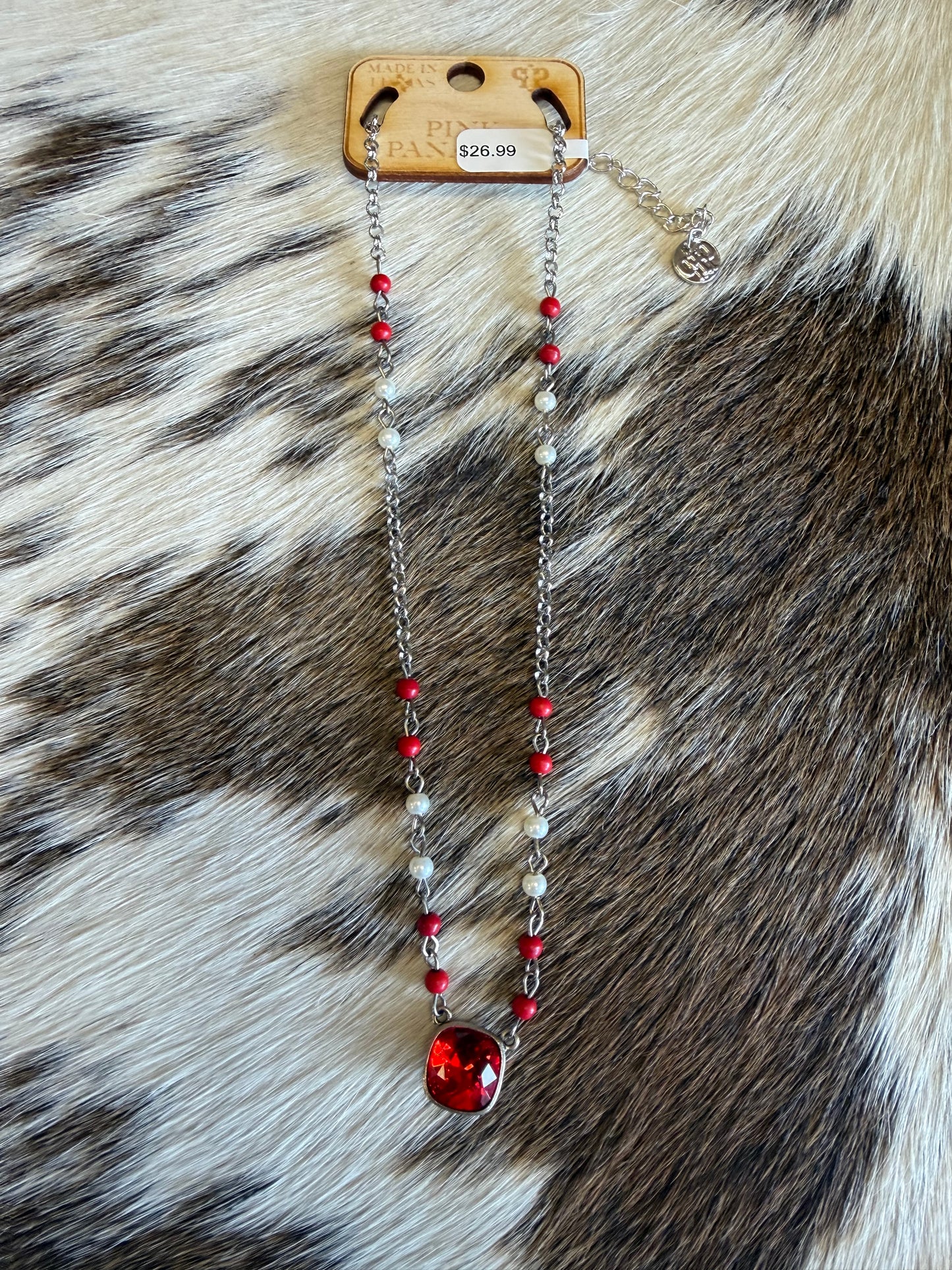 Austrian Square Crystal Linked Bead Necklace, 12mm