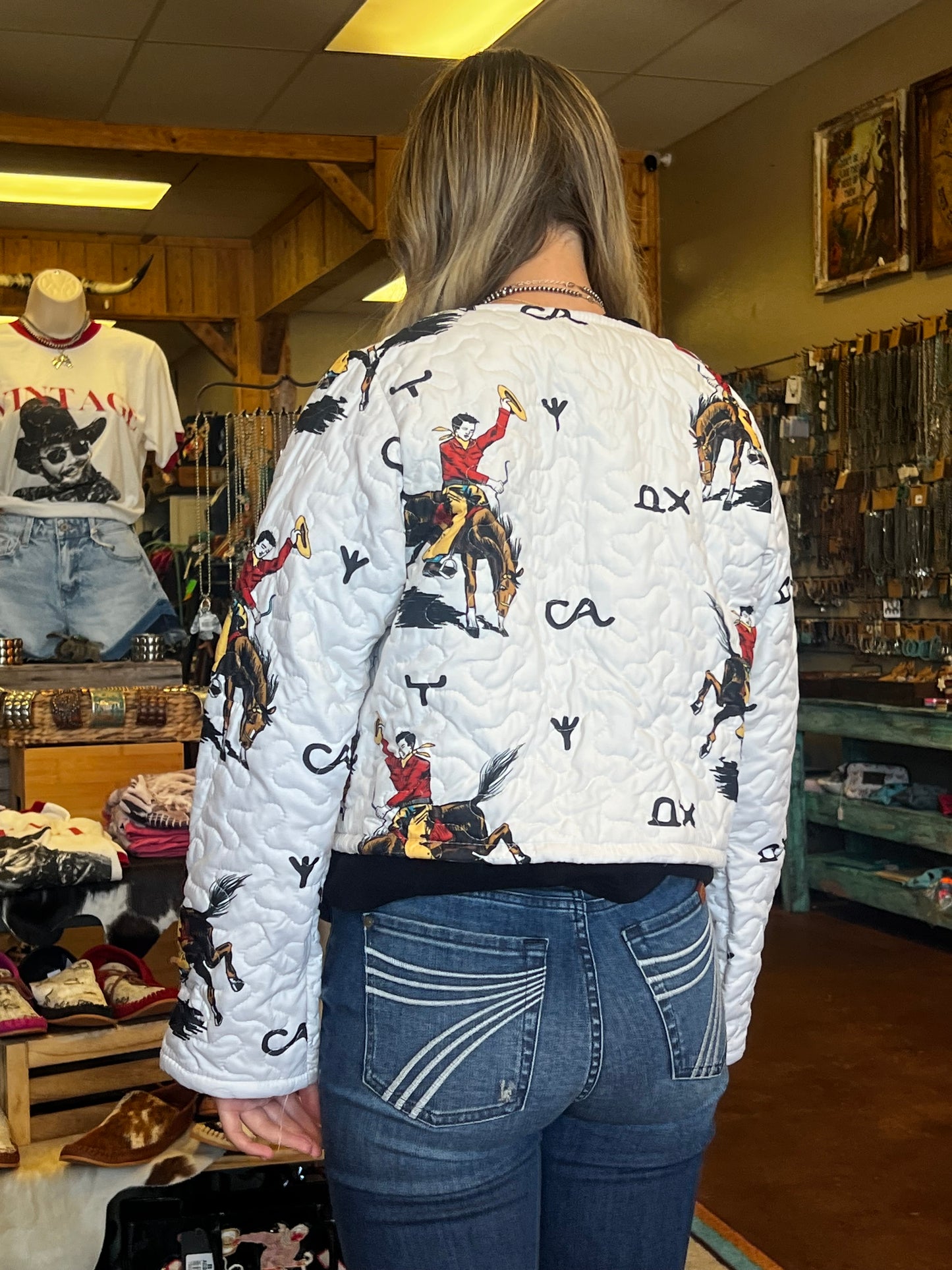 Lazy J Linen Quilted Cropped Jacket