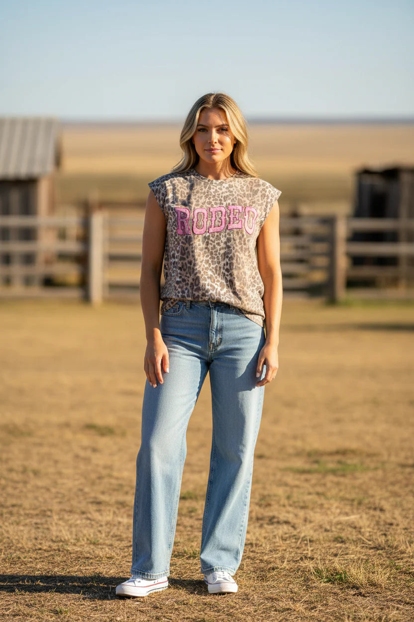 VINTAGE CHEETAH PINK "RODEO" TANK