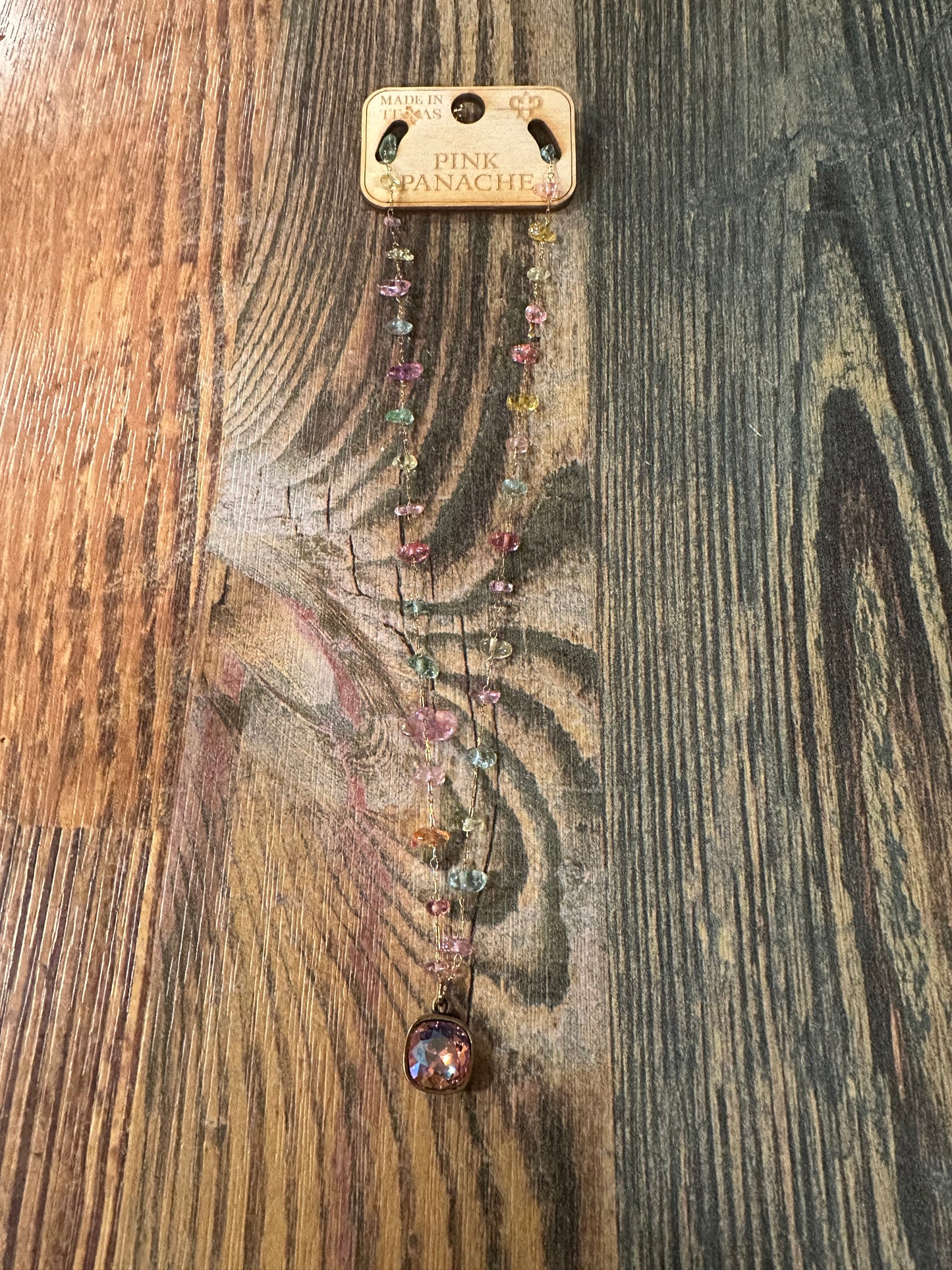 Multi-Color Stone Necklace,
Austrian Crystal