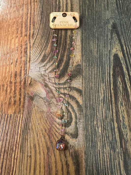 Multi-Color Stone Necklace,
Austrian Crystal