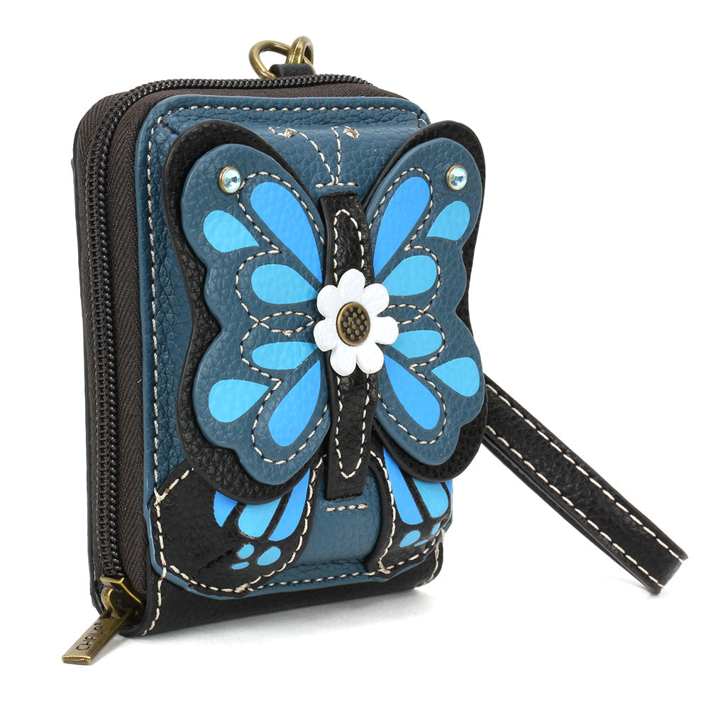 CUTE-C - CREDIT CARD HOLDER / WALLET WRISTLET - BLUE BUTTERFLY