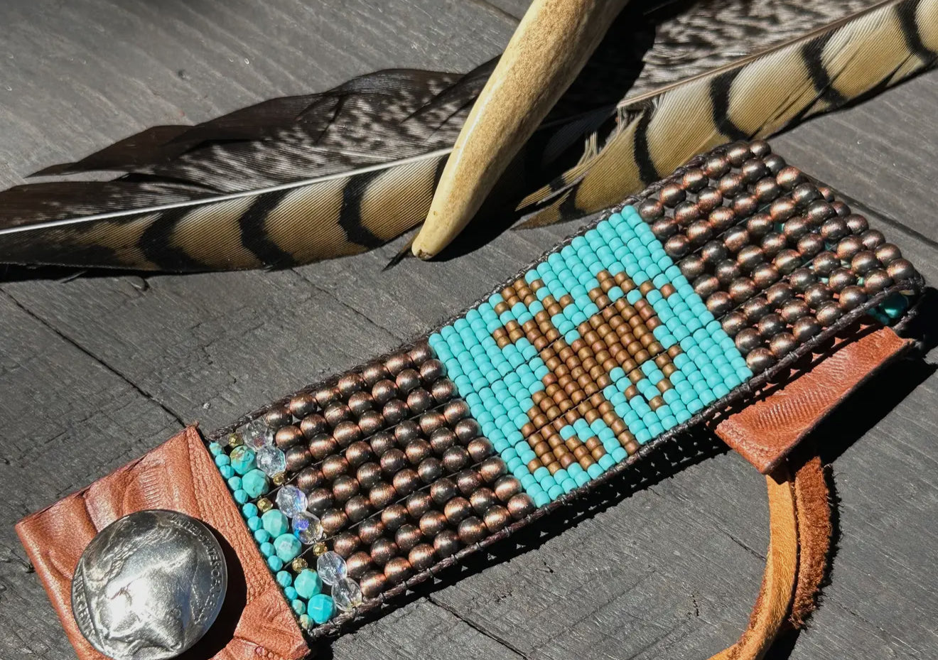 Copper Navajo Pearl Bronc Cuff;
Rhinestone Cowgirl