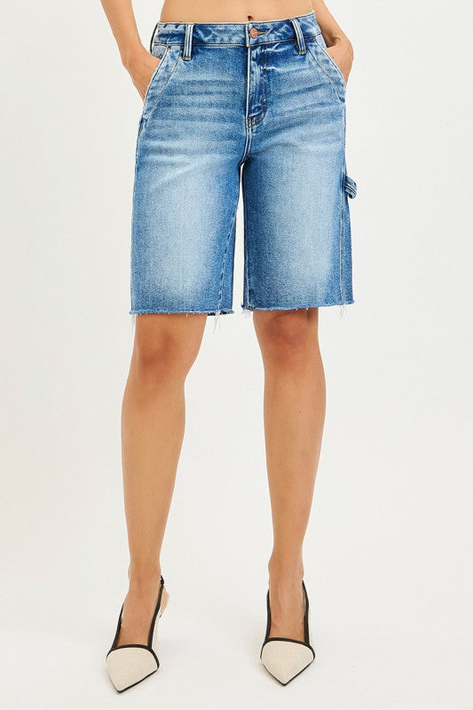 Risen High Rise Bermuda Shorts with Side Tab