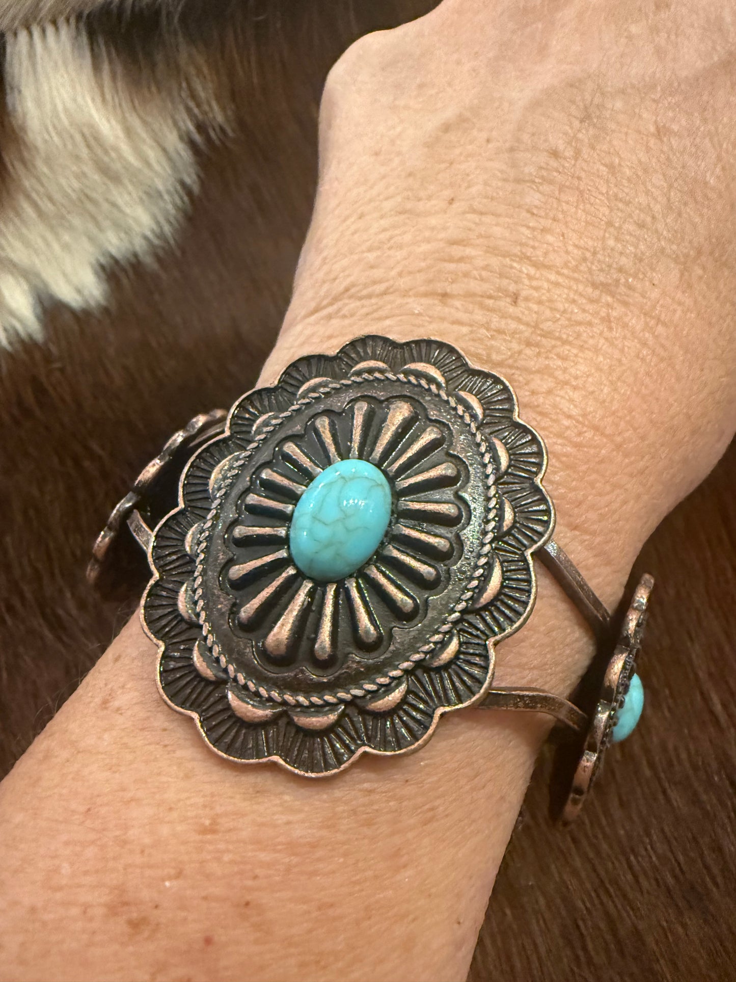 Turquoise Flower Concho Bracelet
