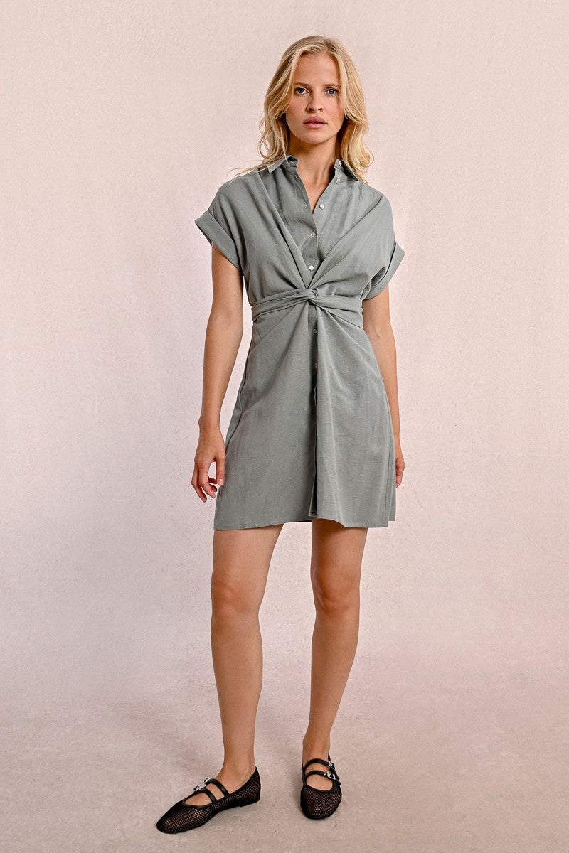TIE-BACK SHIRT DRESS