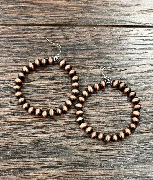 Bedford Copper Navajo Bead Hoop Earrings