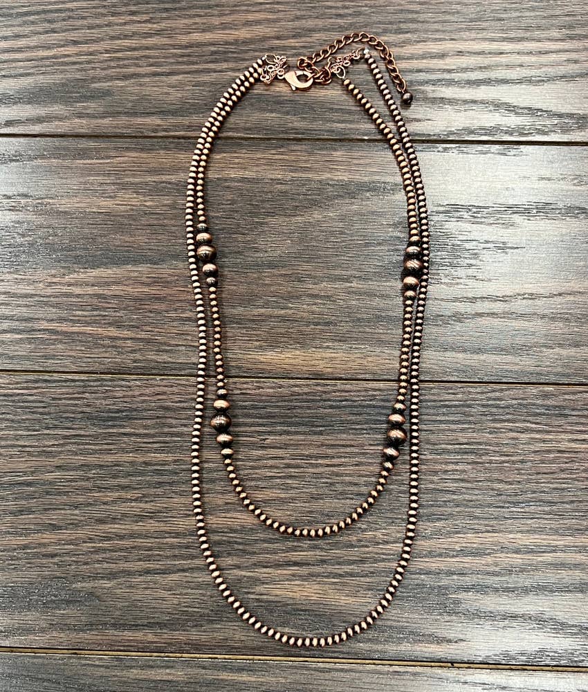 736981, Handmade 26" Copper Navajo Bead Necklace