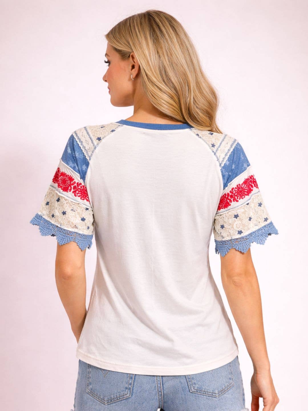 America Eagle Casual T-Shirt with Jewel Embellished