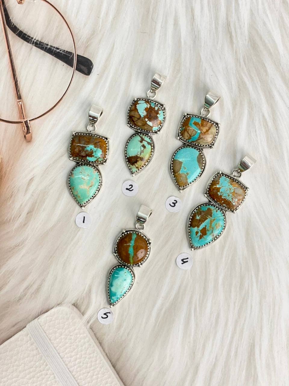 Royston Turquoise Slab Pendants