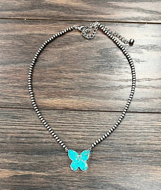 15" Western Butterfly Gemstone Necklace