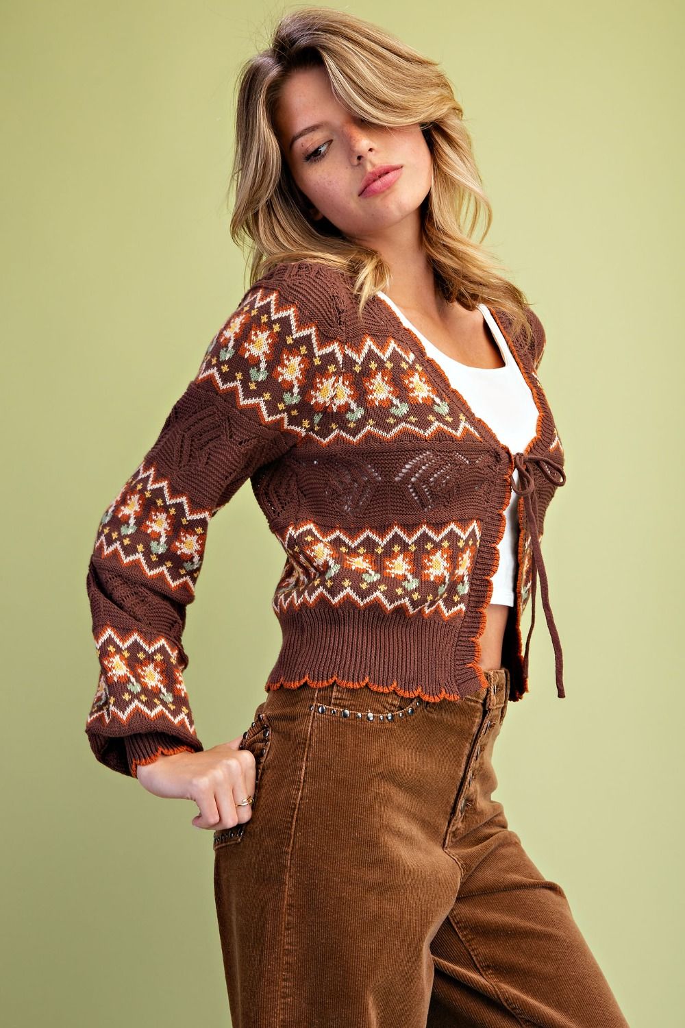 MULTI COLOR THREAD KNIT OPEN SWEATER