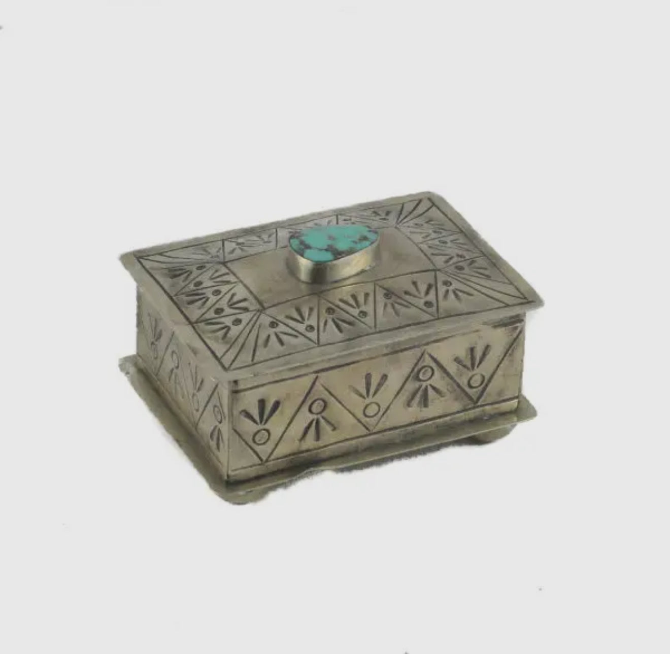 Sassy Small Stamped Box w/ Turquoise