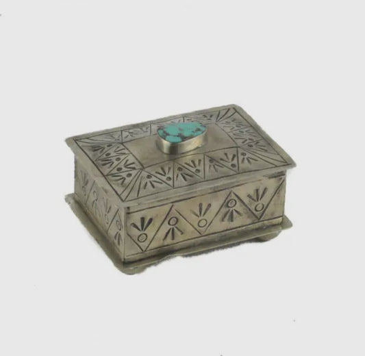 Sassy Small Stamped Box w/ Turquoise