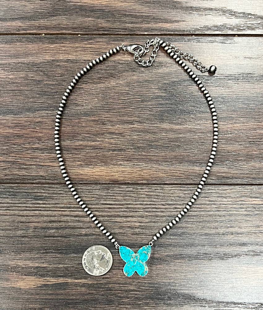 15" Western Butterfly Gemstone Necklace