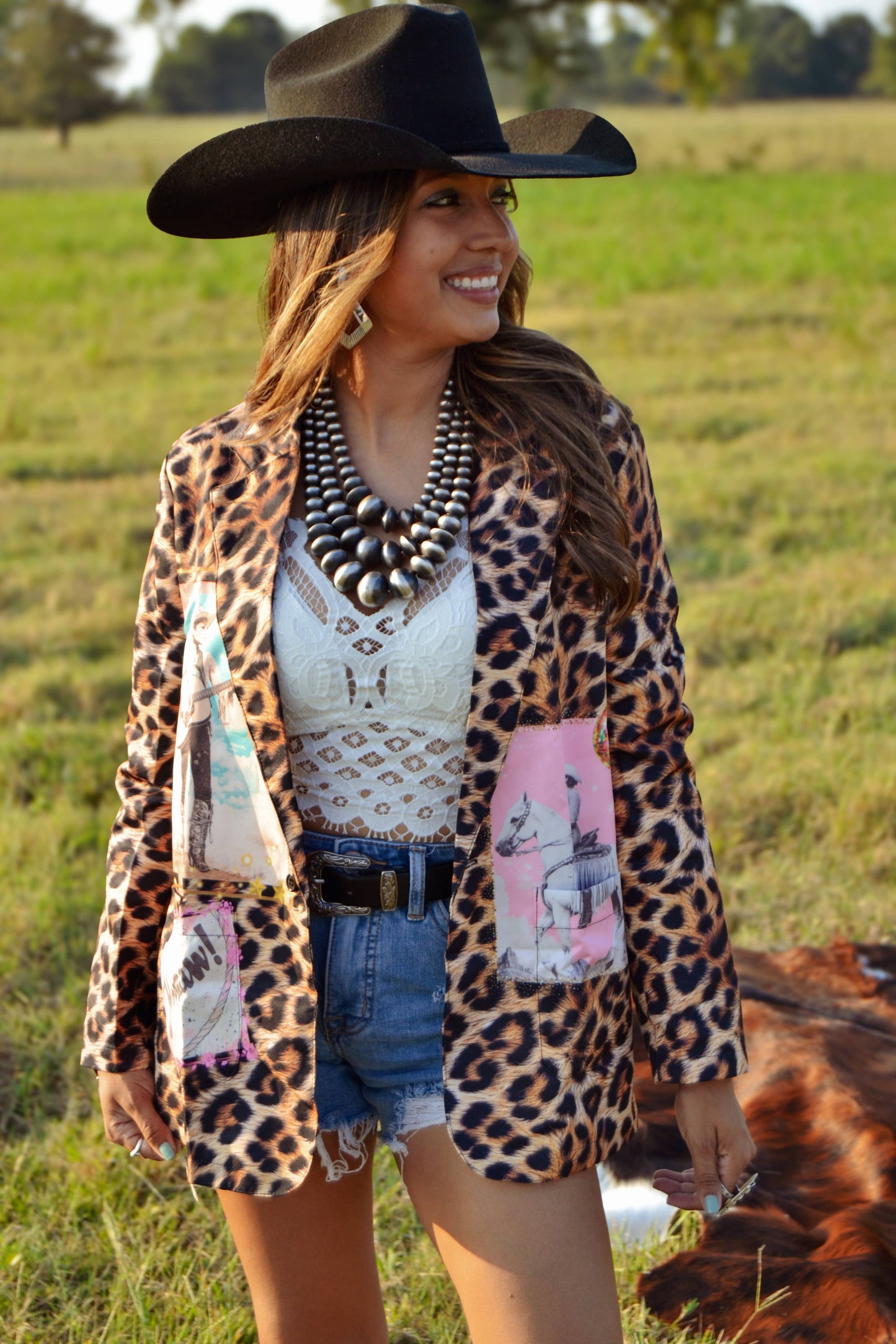 Retro Pop Western Wild West Leopard Blazer