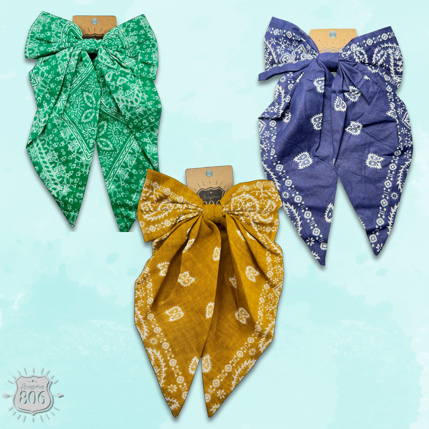 Western bandana print hair bow