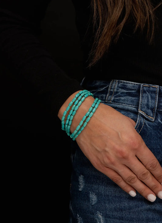 5 Strand Green Turquoise Dainty
Beaded Bracelet