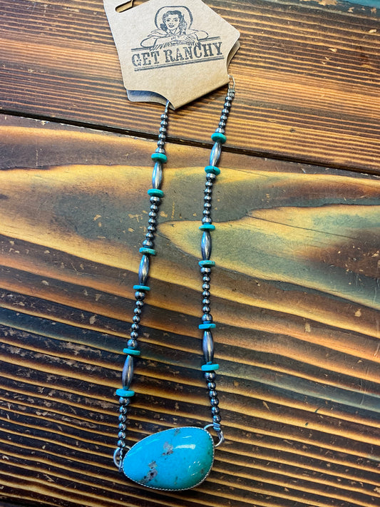 Sterling silver and turquoise choker 13” +  extender #4