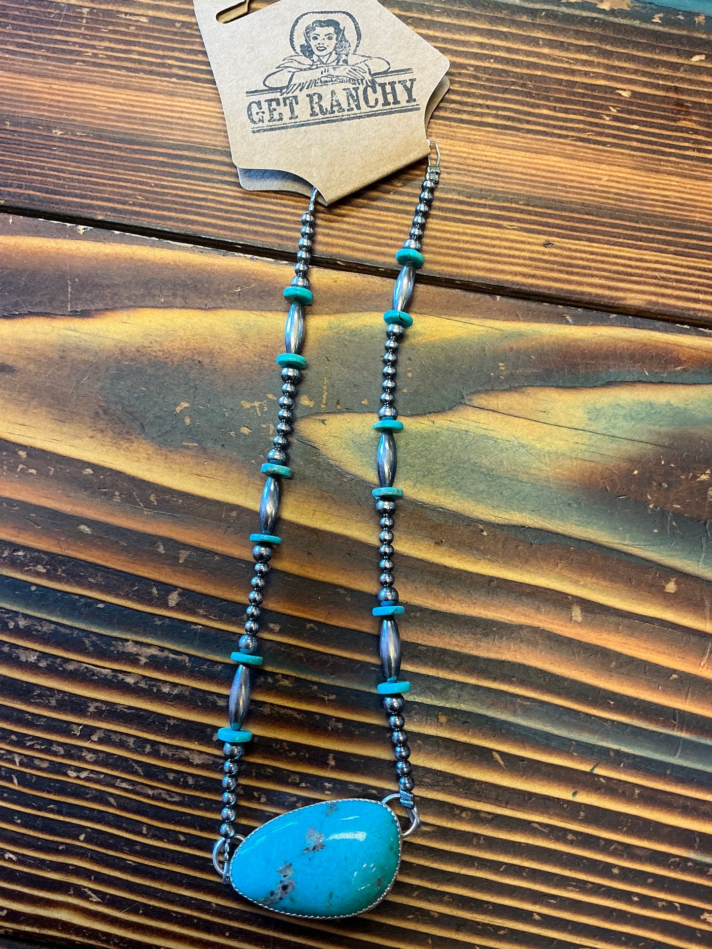 Sterling silver and turquoise choker 13” +  extender #4