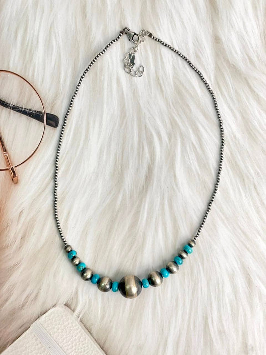 Desert Pearl & Turquoise Necklace