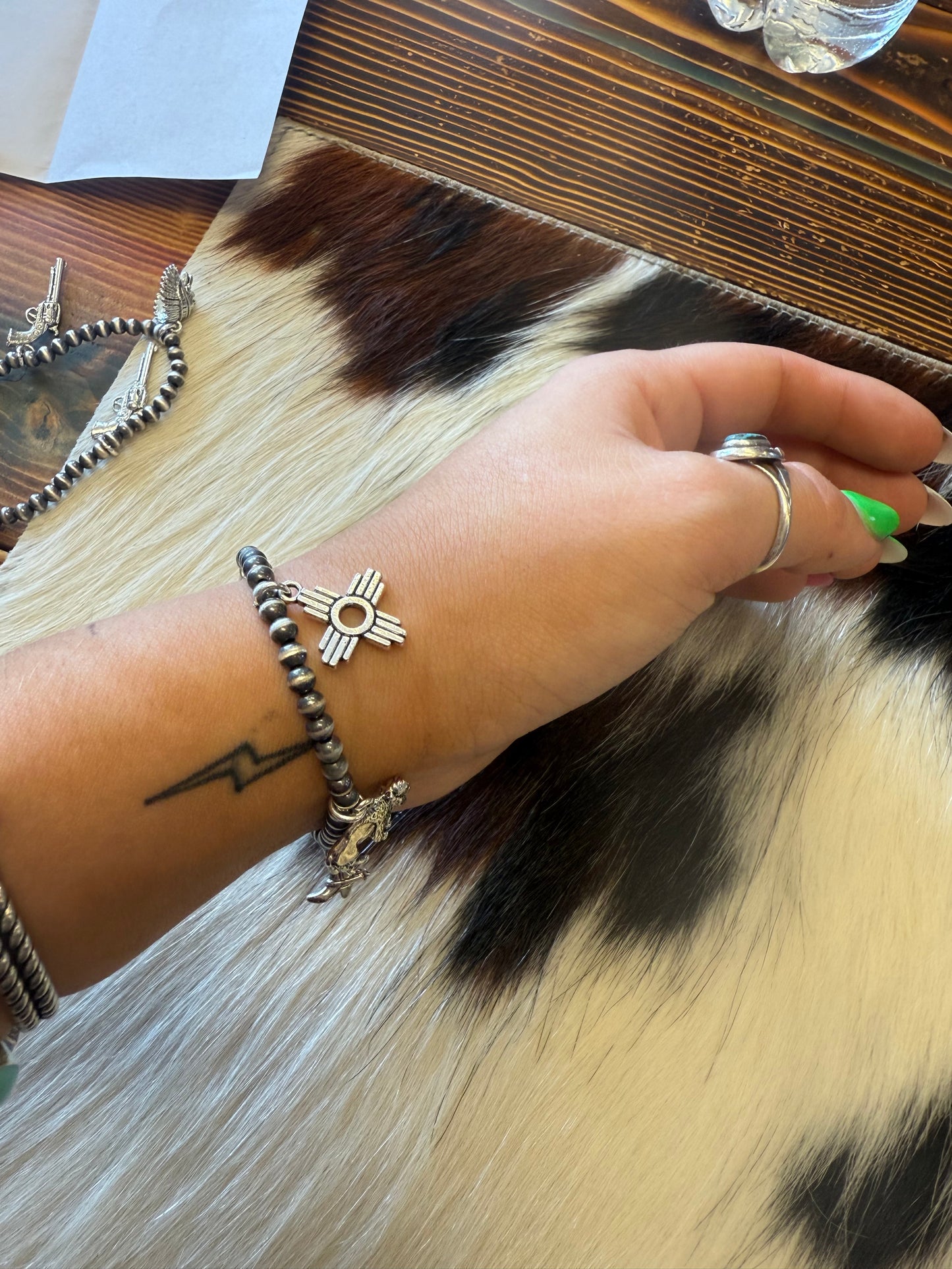 4mm NP Charm Stretch Bracelet