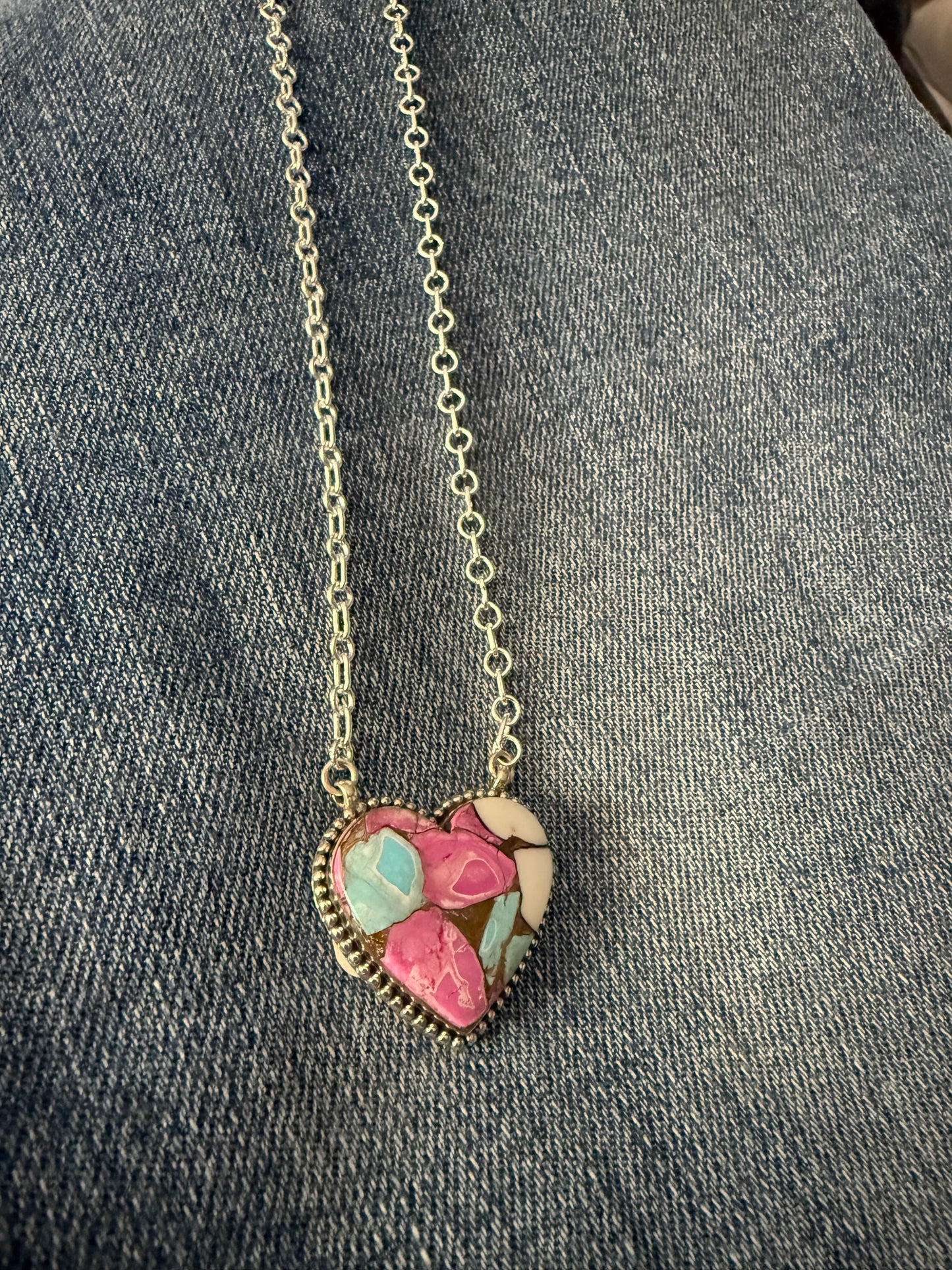 Cotton Candy Heart Necklace