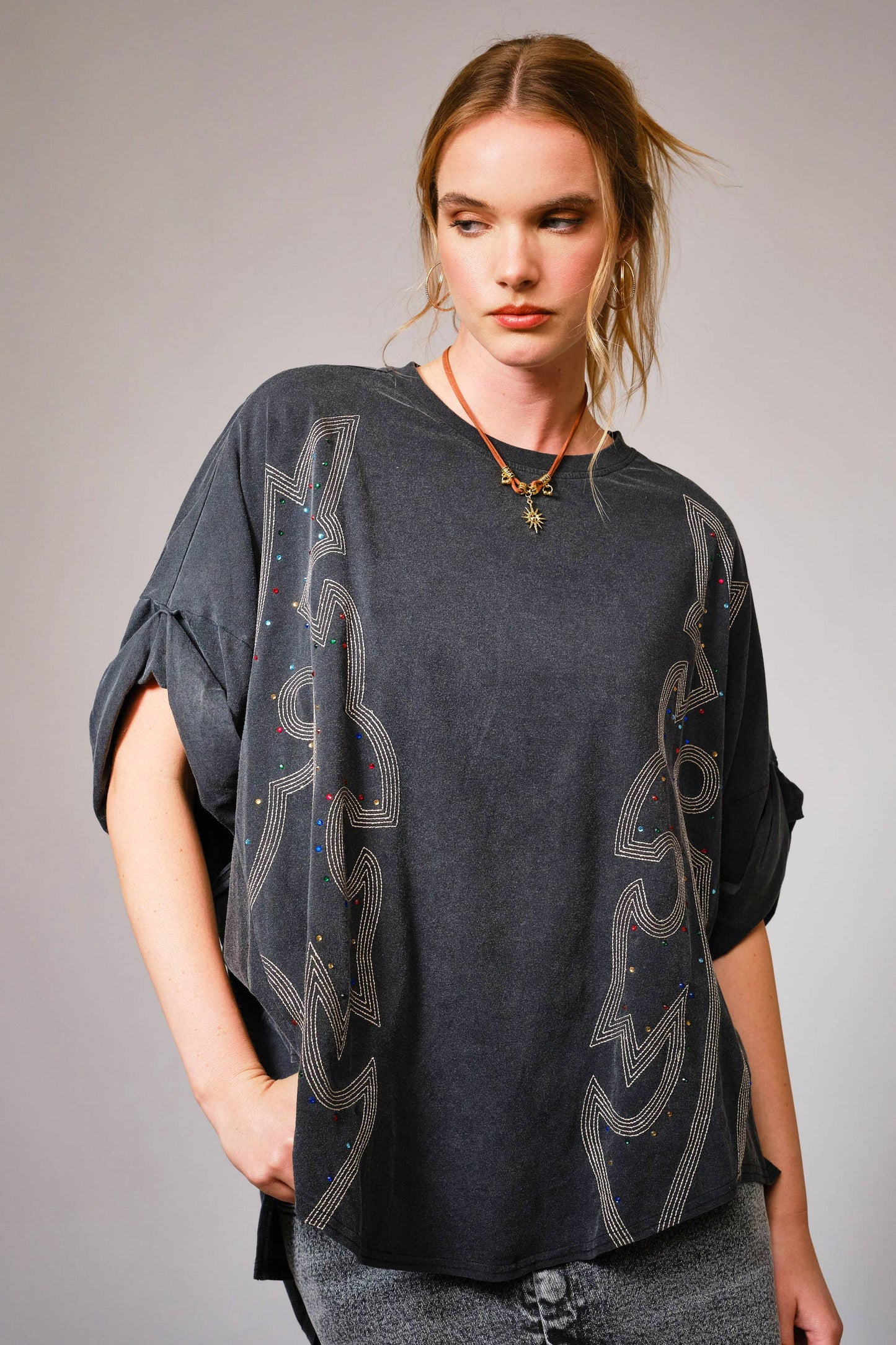 Garment Washed Western Stone T Shirt