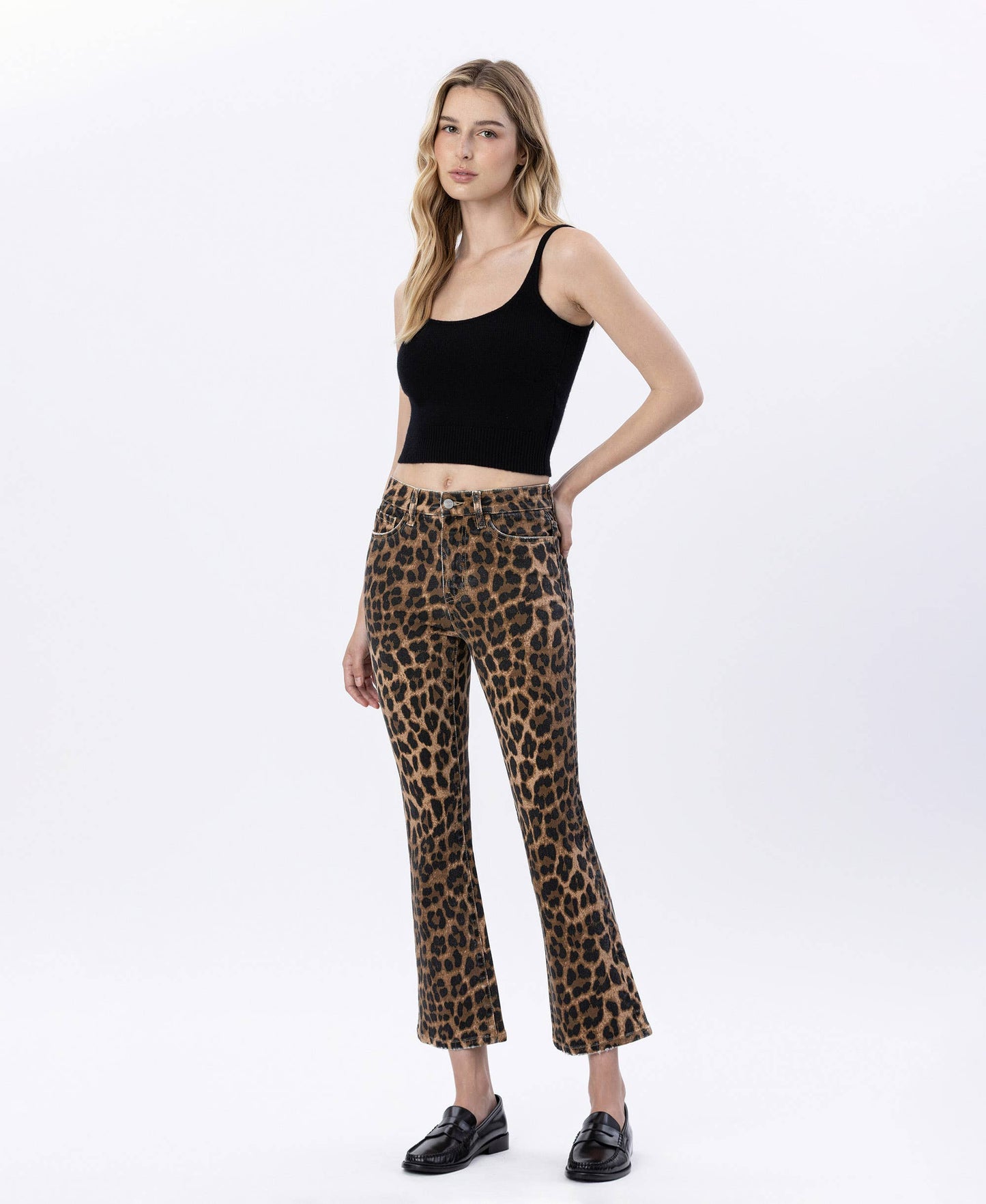 LOVERVET LEOPARD HIGH RISE LEOPARD PRINT KICK FLARE
JEANS