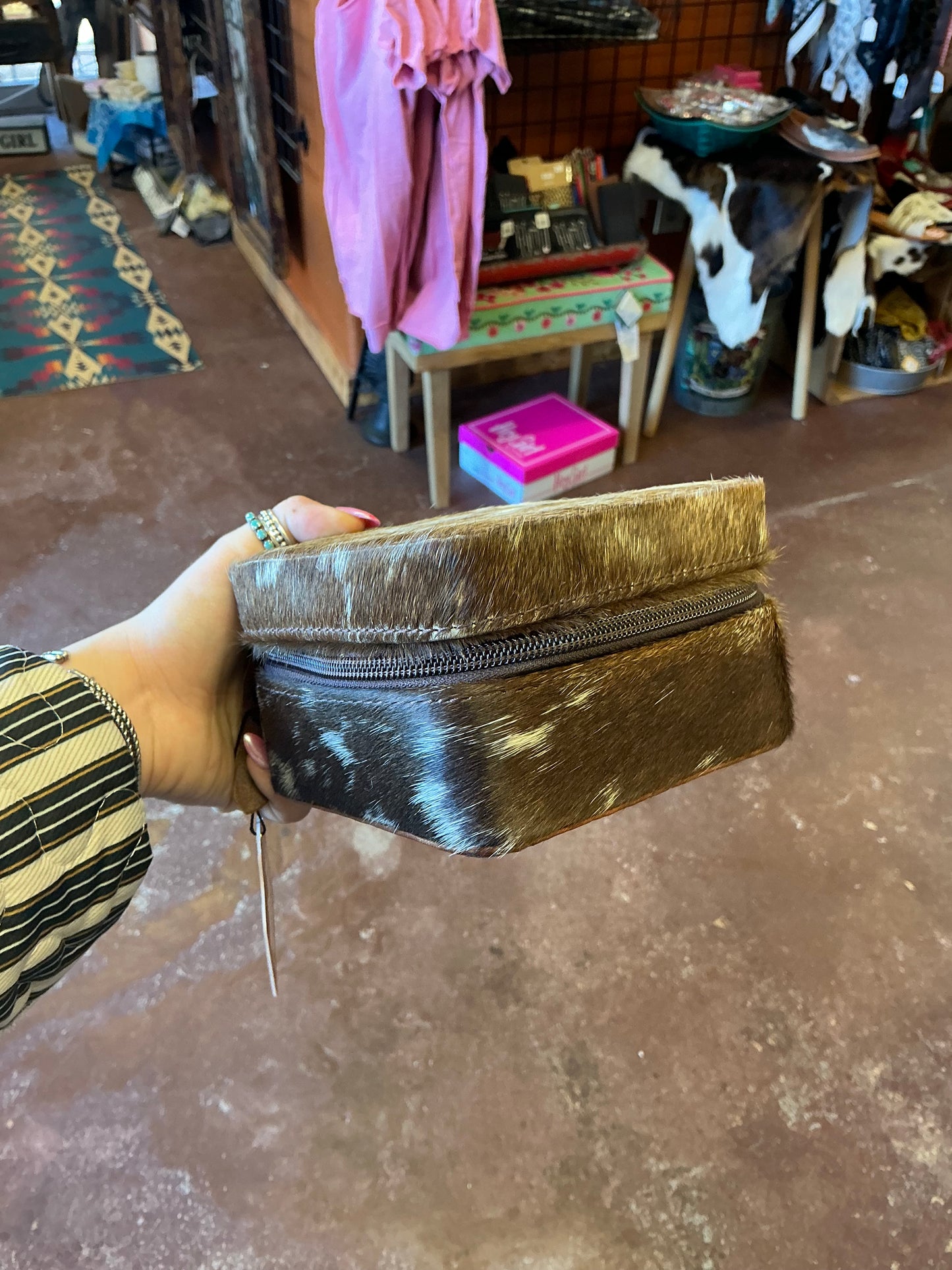 Cowhide Square Jewelry Box