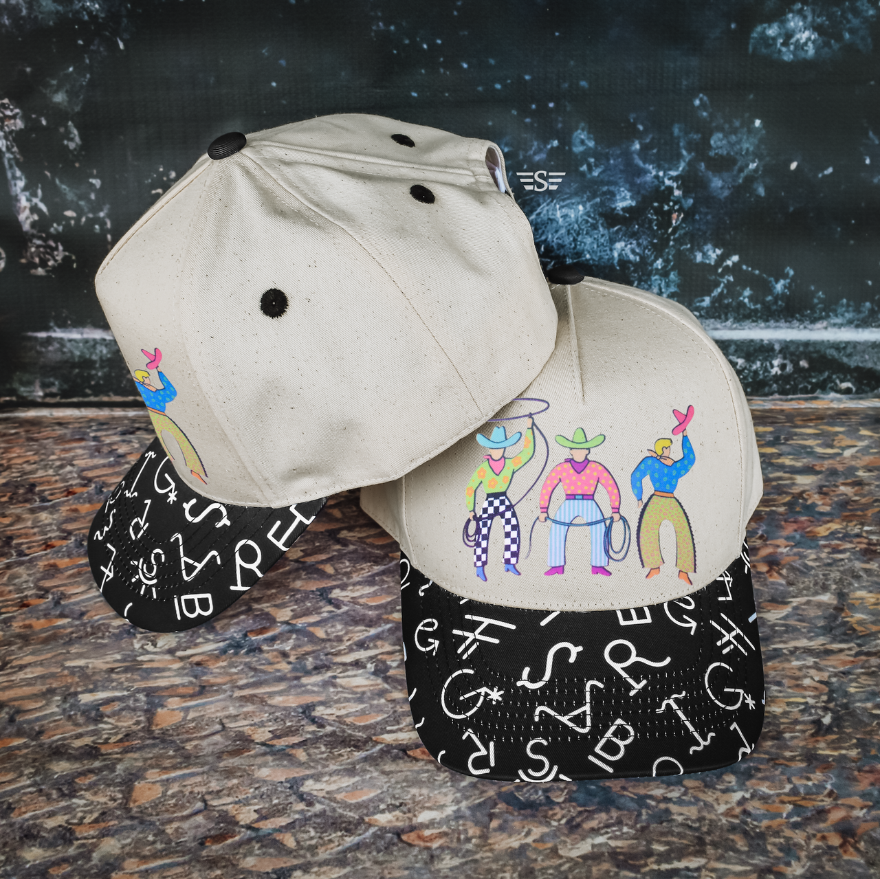 Neon Vintage Cowboy Patchwork Canvas Magna Pony® Cap