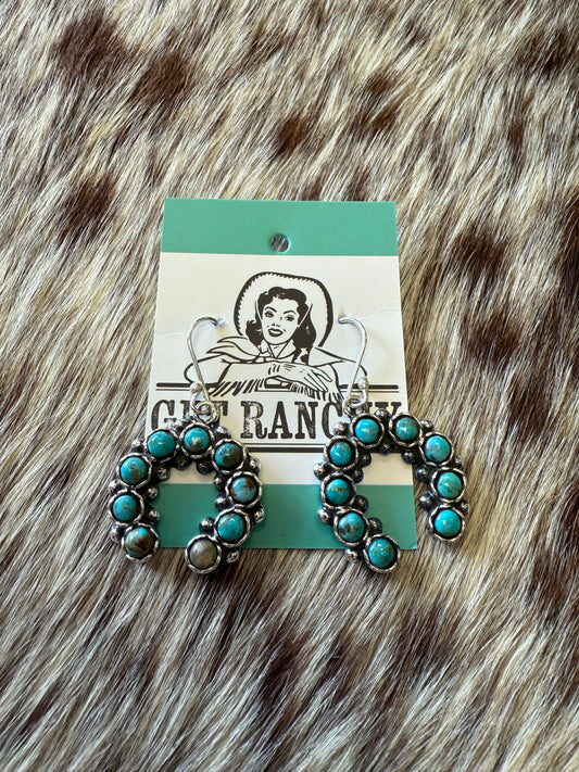Genuine Turquoise Horseshoe Earrings
